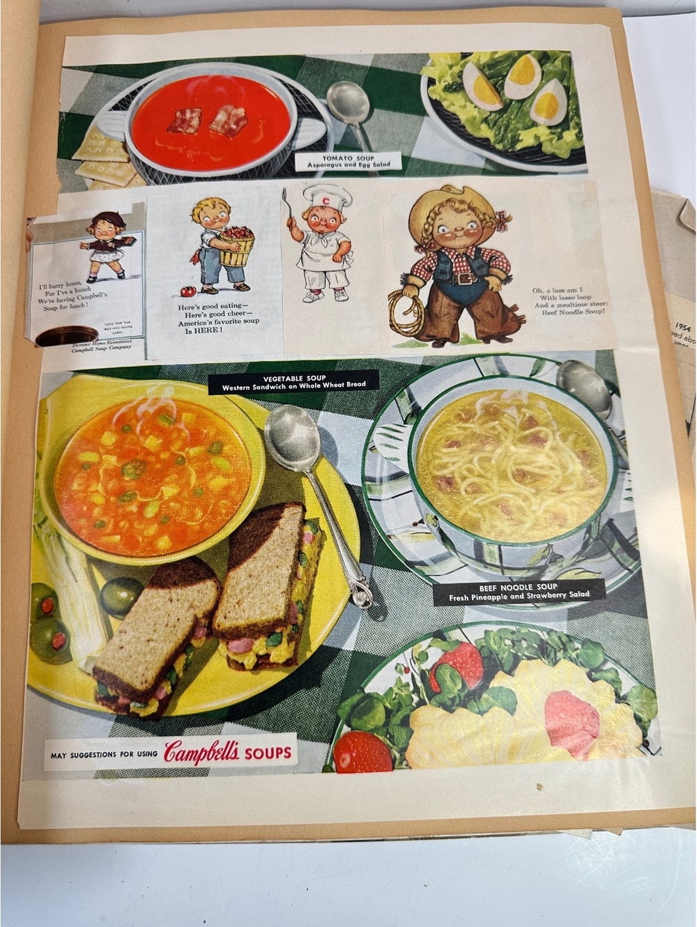 1950s MCM Campbell’s Soup Scrapbook Magazine Newspaper Clippings Advertisement